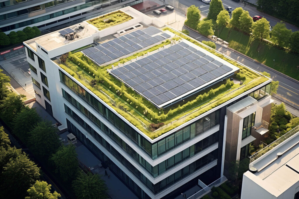 Edificio con placas solares